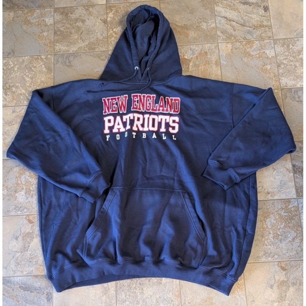 Men's 6X Majestic Brand Hoodie NFL New England Patriots Graphic Blue
